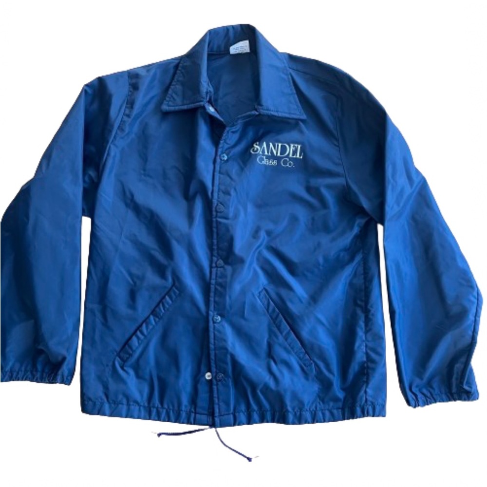 Vintage Navy Blue Nylon Birdie Golf Windbreaker Workwear Jacket Sandel Glass Co.
